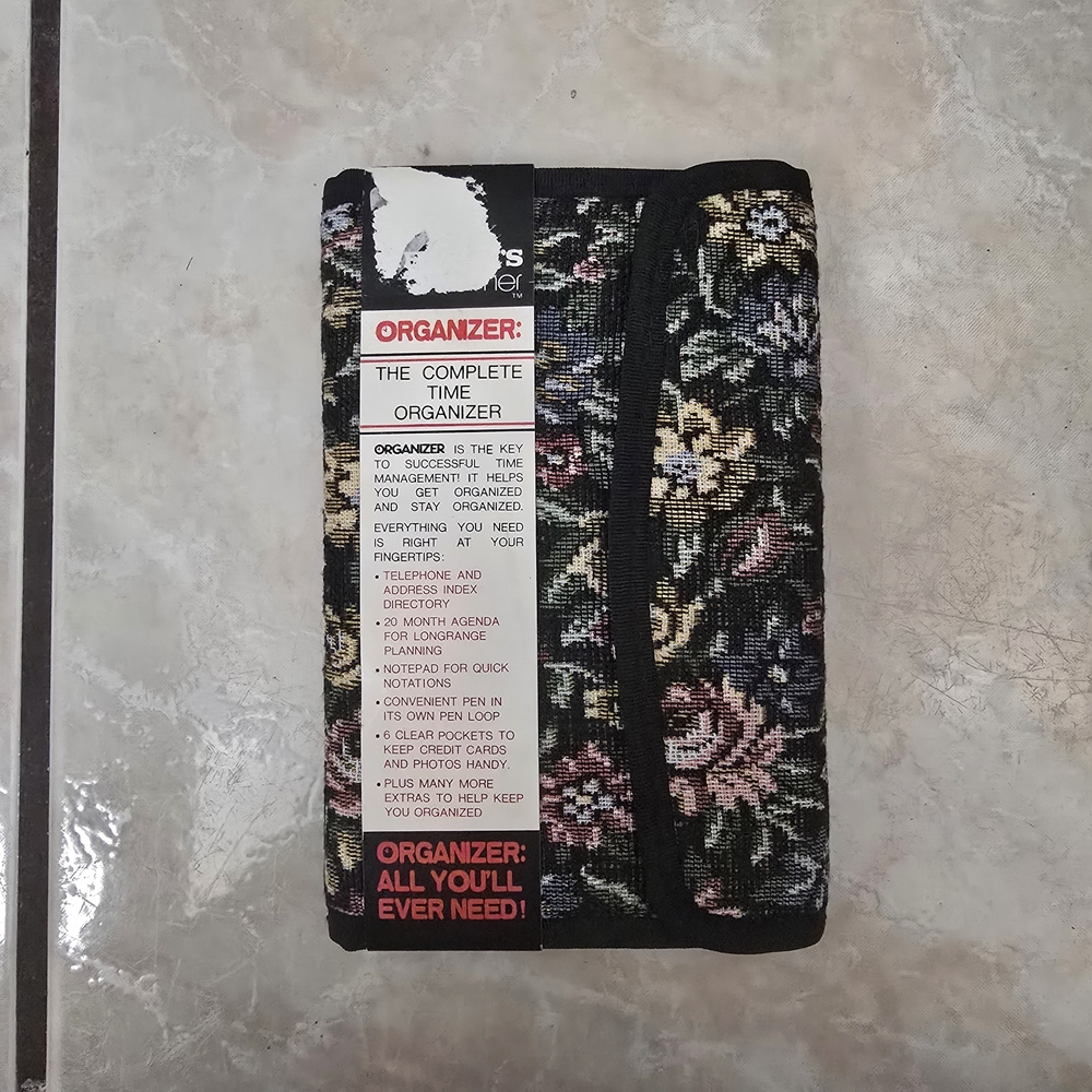 Vintage 1986 Floral Tapestry Organizer • Complete Time Planner NWT